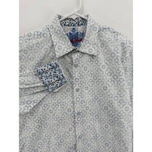 Robert Graham Geometric AOP Long Sleeve Mens M Flip Cuff Preppy Classic